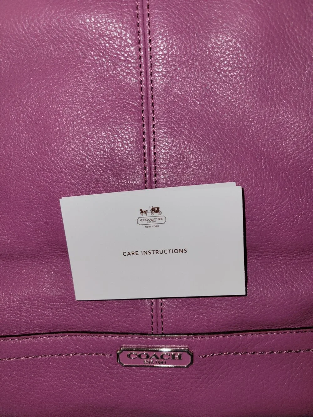 Genuine Coach Park Leather Carrie Tote Bag in Rose with Silver Hardware NWT